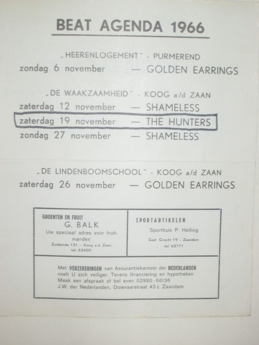 June 04 1966 Golden Earrings show ad Zaandam - Whisky A GoGo Club